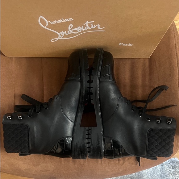 Christian Louboutin Black Embossed Leather Boots - Picture 8 of 10
